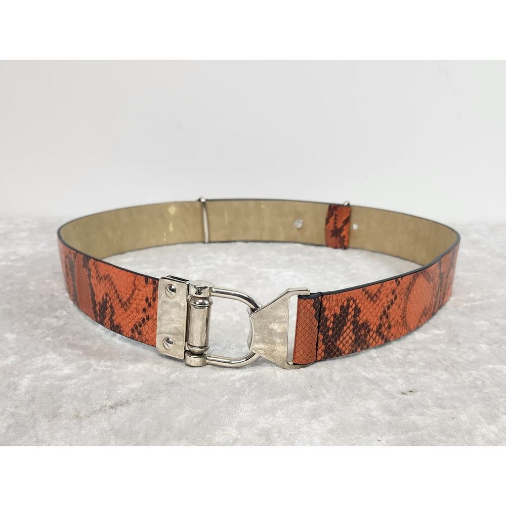 Womens Orange/Brown Snake Print Belt-Size Small